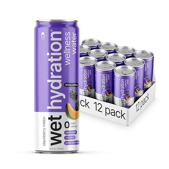 Zero Calorie, Functional Wellness Water - Blackberry Melon (12 Ounce Cans, Pack of 12) - Flavored