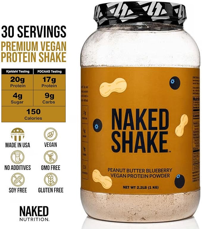 NAKED Shake - Peanut Butter Blueberry Protein Powder, Plant Based Protein with Mct Oil