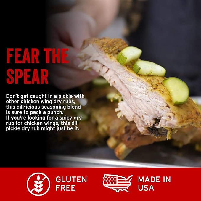 PS Seasoning Spicy Dill Pickle Wing Rub - Hot Chicken Seasoning with Vinegar, Red Pepper, Dill