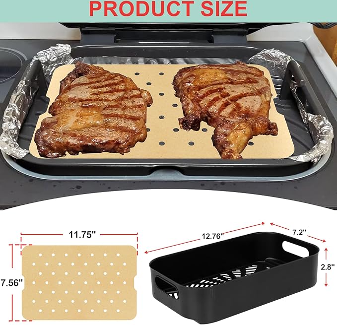 Air Fryer Basket & Paper Liner for Ninja FG551 Foodi Smart XL 6-in-1 Indoor Grill,Non-Stick Air