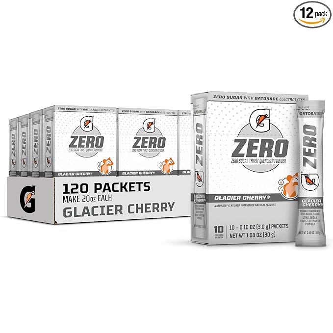 Gatorade G Zero Sports Drink Mix Powder Packets, Glacier Cherry, Electrolyte Powder Drink Mix for