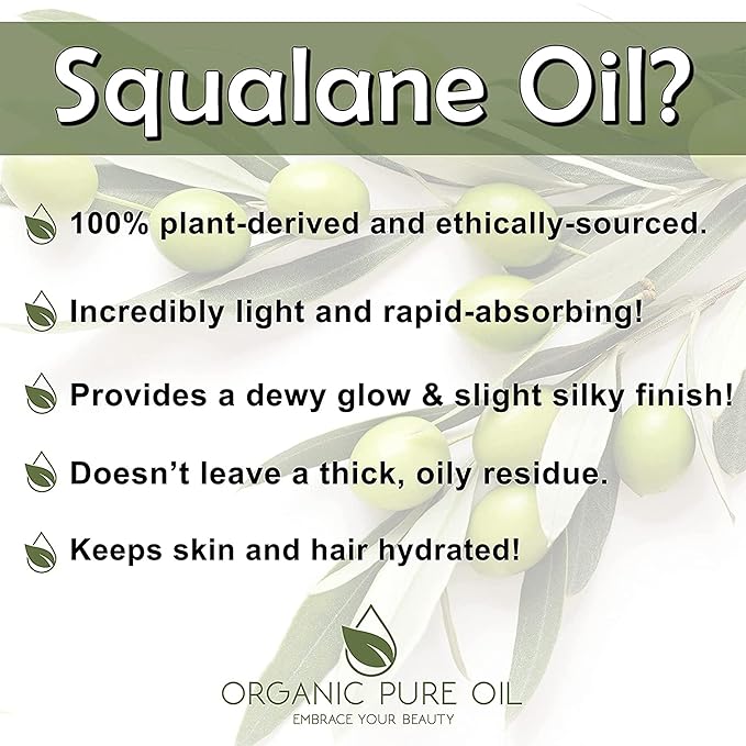 Squalane Oil - 8 oz - Pure, Natural, Plant-Derived, Non GMO, Refined, Squalene Alternative from