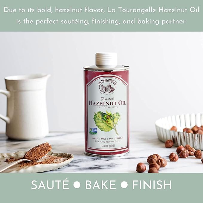 La Tourangelle Roasted Hazelnut Oil, High-Oleic Oil Great for Baking, Stir-Frying, and