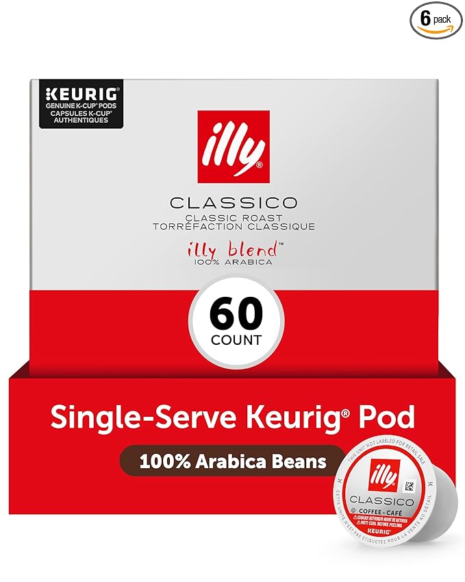 Illy Coffee K-Cups - Compatible Pods for Keurig Coffee Maker - Classico Medium Roast Coffee - Notes