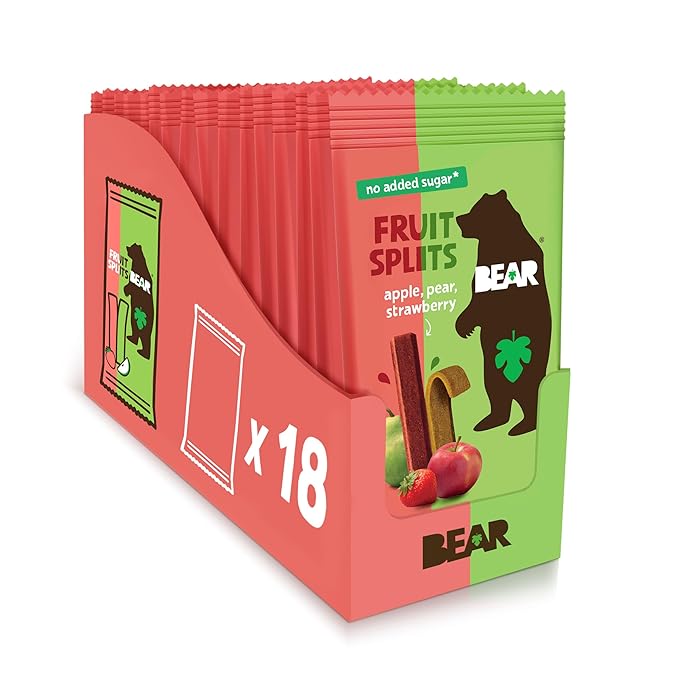 BEAR Real Fruit Snack Splits - Gluten Free, Vegan, and Non-GMO - Apple and Strawberry ??Healthy