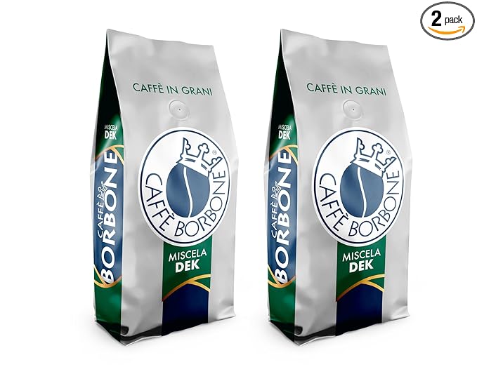 Caffe Borbone Whole Bean Coffee, Medium-Dark Roast DEK Blend, Decaffeinated Italian Coffee, 2.2 lb
