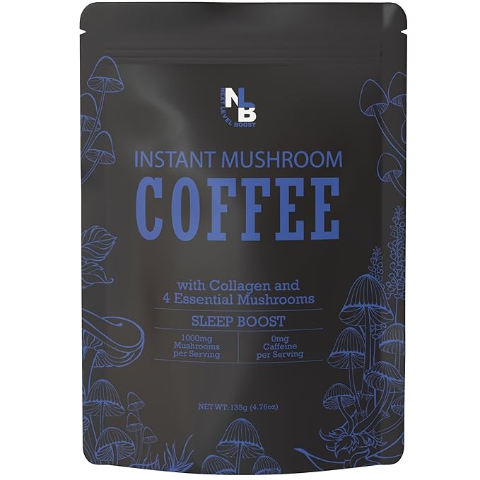 Sleep Boost Organic Mushroom Instant Coffee - 135g, 15 Servings Pouch - Healthy Coffee alternative