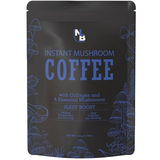 Sleep Boost Organic Mushroom Instant Coffee - 135g, 15 Servings Pouch - Healthy Coffee alternative