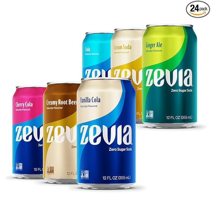 Zevia Zero Sugar Soda, Nostalgic Variety Pack, 12 oz Cans (24-Pack) ??Naturally Sweetened, Non-GMO