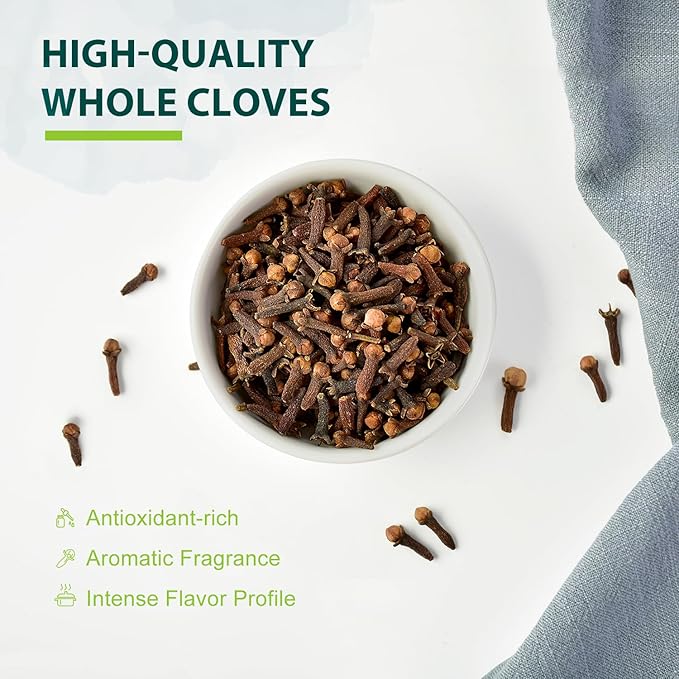 Soeos Whole Cloves 4 oz, Gluten Free, Non GMO, Kosher, Fresh Hand Picked Cloves, Great for Food and
