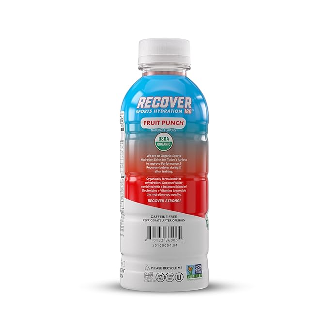 RECOVER 180 Organic Sports Hydration Drink, No Sugar Added, 20 Calorie Sports Beverage, Organic