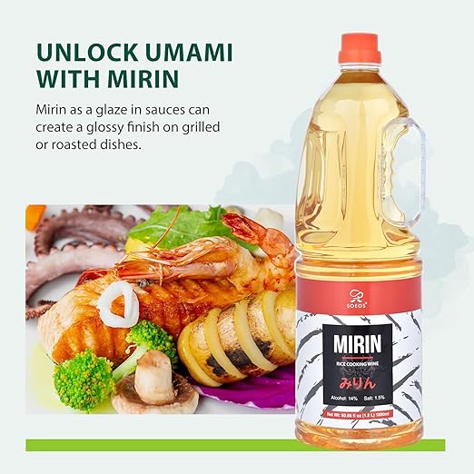 Soeos Mirin, Japanese Cooking Wine, 1.8 L (Pack of 1), Mirin Rice Wine, Authentic Natural Sugar