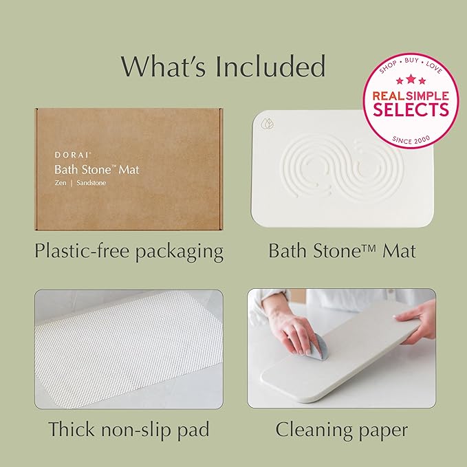 Dorai Home Bath Stone Mat 23.6"x15.4"| Luxury Diatomite Stone Bath Mat |Quickly Removes Water |
