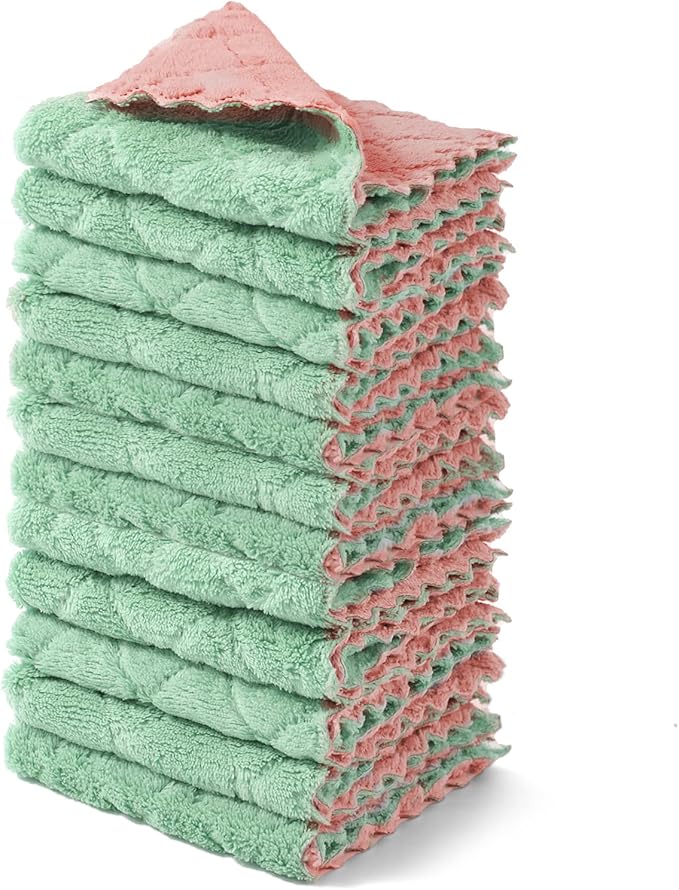 kimteny 12 Pack Dish Towels, 10x10 in Premium Dish Cloths, Super Absorbent Kitchen Towels Coral