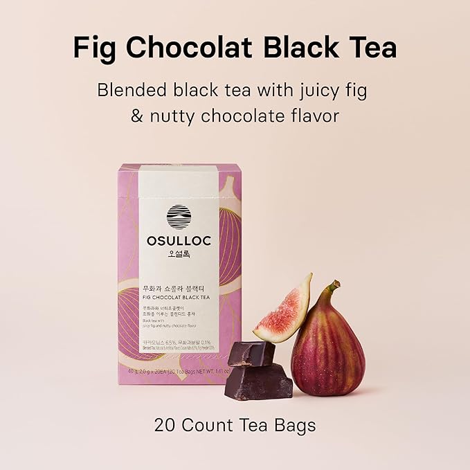 OSULLOC Fig Chocolat Black Tea (Juicy Fig & Chocolate flavor), Fruit Tea Blend, Premium Tea bags