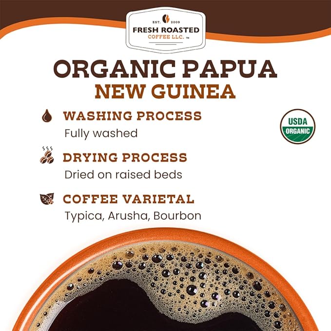 Fresh Roasted Coffee, Organic Papua New Guinea | USDA Organic, 100% Single Origin, Kosher | Medium