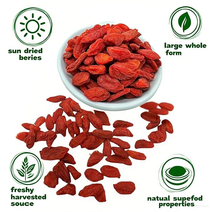 DABC OAK LAND Goji Berries, 2 LB Wolfberry Premium Large Berry Form 5A Wolfberry 100% Natural