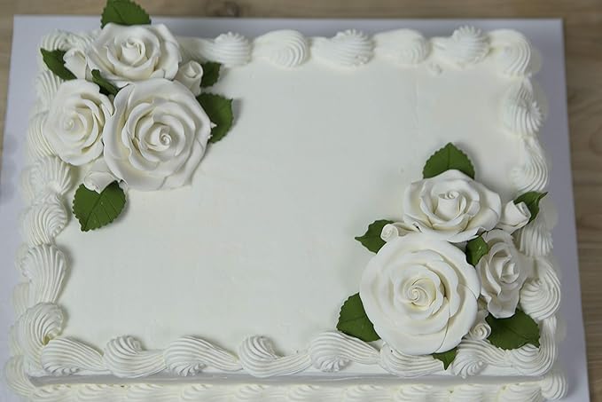 Global Sugar Art Exquisite Edble Rose & Leaf Sugar Cake Flowers Tray White, Unwired by Chef Alan