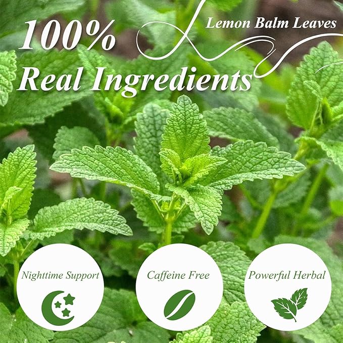 WT WEETEE Lemon Balm Tea Bags, 100 Count Pure Lemon Balm Leaves, Honey Scented with a Delicate