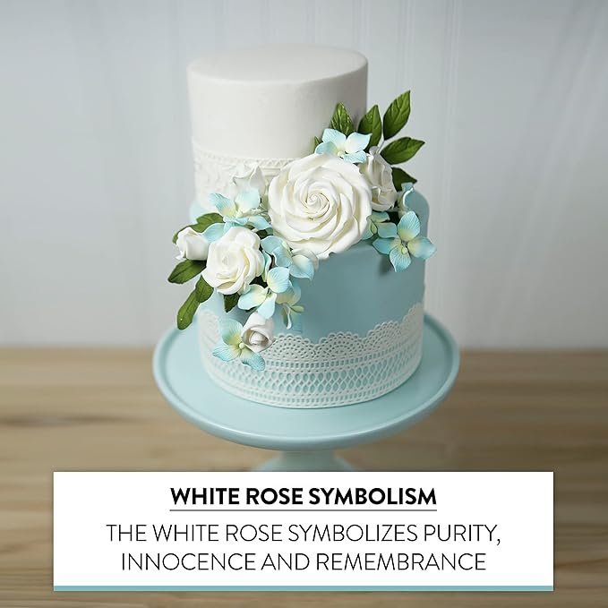 Global Sugar Art Rebecca Rose Sugar Cake Flowers, White 3 Inches, 3 Count by Chef Alan Tetreault