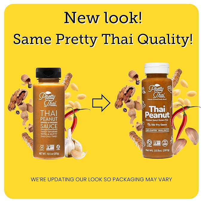 Pretty Thai Peanut Sauce, Gluten Free Certified Non-GMO Vegan Authentic Stir Fry, Dressing, Rice