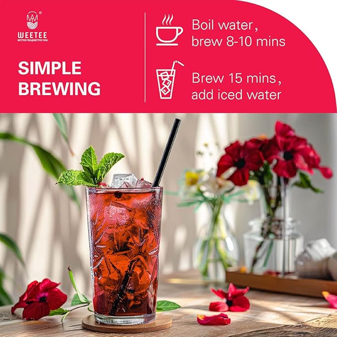 WT WEETEE Rosehips Hibiscus Tea Bags, Made with Rosehip & Hibiscus Flowers, Natural Caffeine-free