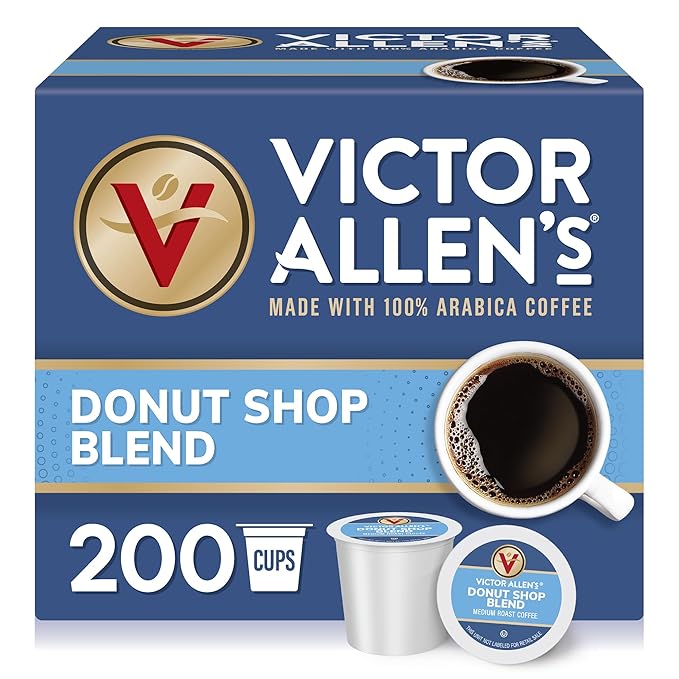 Victor Allen's Coffee Donut Shop Blend, Medium Roast, 200 Count, Single Serve Coffee Pods for