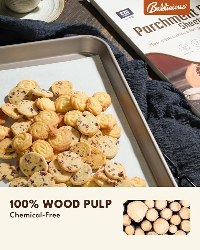 220 Pcs 9x13 In Parchment Paper Sheets, Baklicious Pre-Cut Non-Stick Parchment Baking Paper for Air