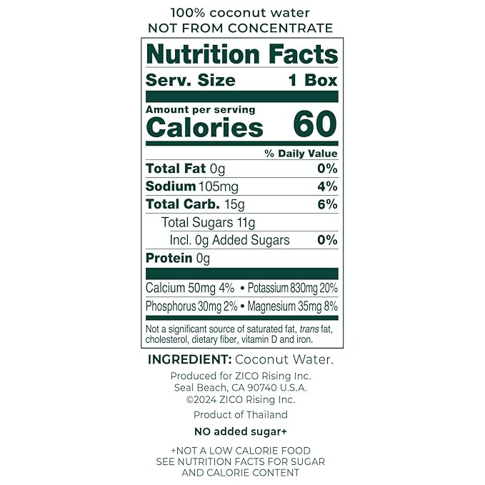 Zico 100% Coconut Water, No added Sugar, Refreshingly Delicious, Hydration with Electrolytes, 11.2
