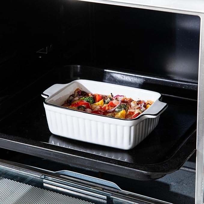 Ceramic Casserole Dish Set with Handles Sets of 4 - Oven, Microwave & Dishwasher Safe 12OZ