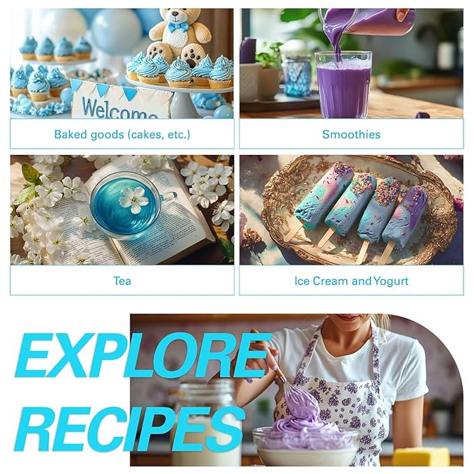 WT WEETEE Butterfly Pea Flower Powder, 100% Natural & Pure from Blue Butterfly Pea Flowers