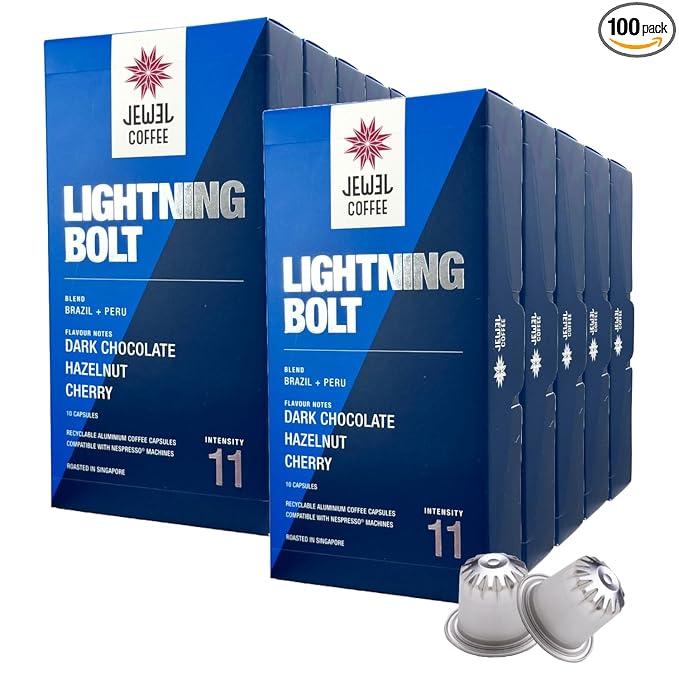 Jewel Coffee Specialty Coffee Pods - Lightning Bolt Blend, 100% Arabica Coffee, Intensity 11, Dark
