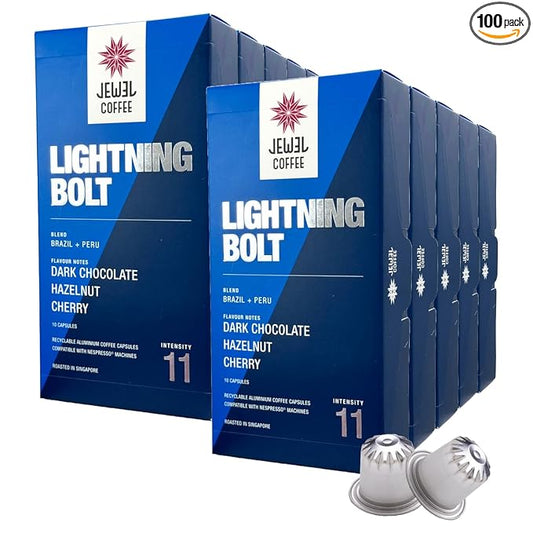 Jewel Coffee Specialty Coffee Pods - Lightning Bolt Blend, 100% Arabica Coffee, Intensity 11, Dark