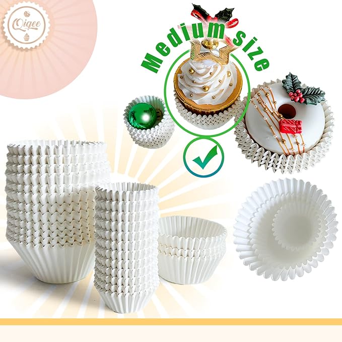 qiqee 1000pcs White Cupcake Liners Muffin Linner No Smell, Food Grade Baking Cups竊늆tandard