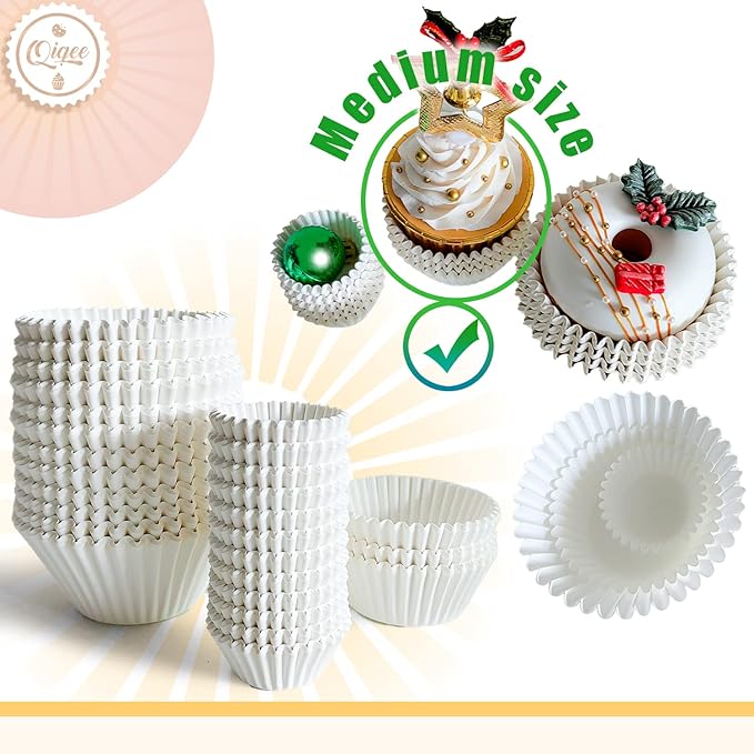 qiqee 600pcs White Cupcake Liners Muffin Linner No Smell, Food Grade Baking Cups竊늆tandard