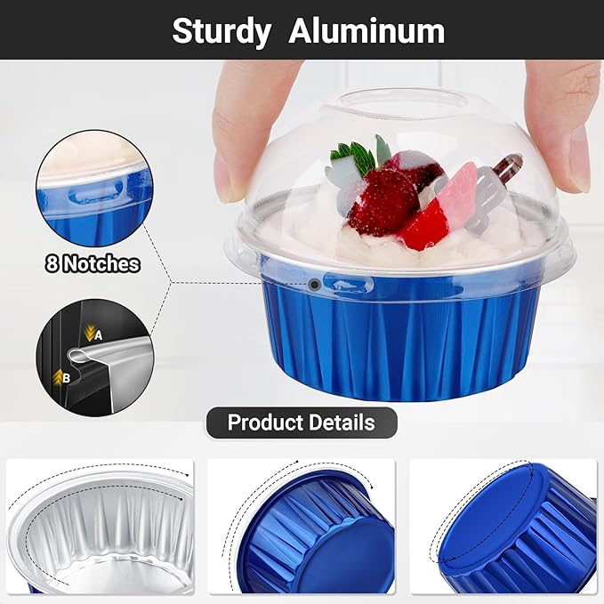 EUSOAR Disposable Ramekins with Lids, 60pcs 5oz Mini Cheesecake Pans and 60pcs Individually Wrapped