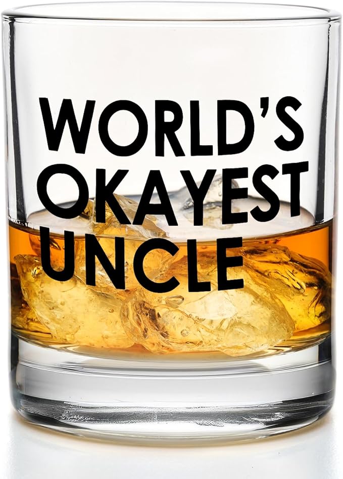 Funny Uncle Whiskey Glasses 10 oz, Uncle Gifts for Birthday Christmas from Niece Nephew Old