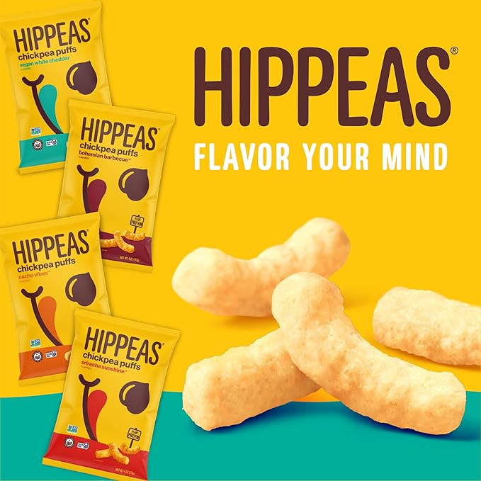 Hippeas Chickpea Puffs, Vegan Nacho Vibes, 0.8 Ounce (Pack of 18), 3g Protein, 2g Fiber, Vegan