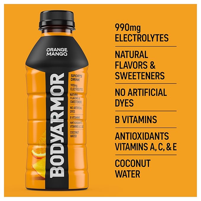 BODYARMOR Sports Drink Sports Beverage, Orange Mango, Coconut Water Hydration, Natural Flavors With