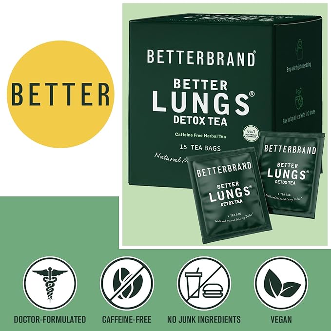 Betterbrand Mullein Tea Bags for Lungs ??Herbal Tea for Respiratory Support ??Caffeine-Free Loose