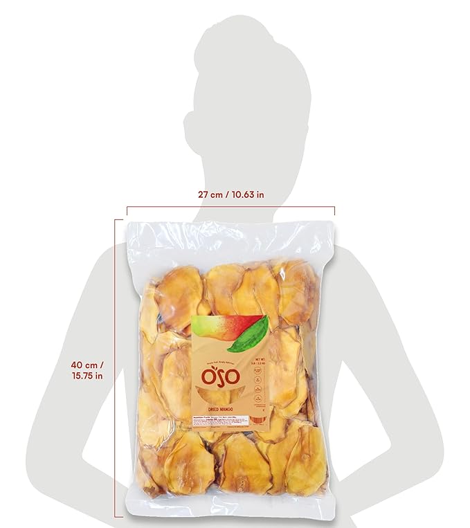 Oso Snacks Dried Mango Slices. Premium Quality, Large Round Halves!| 5LB Bulk Bag| No Sugar Added |