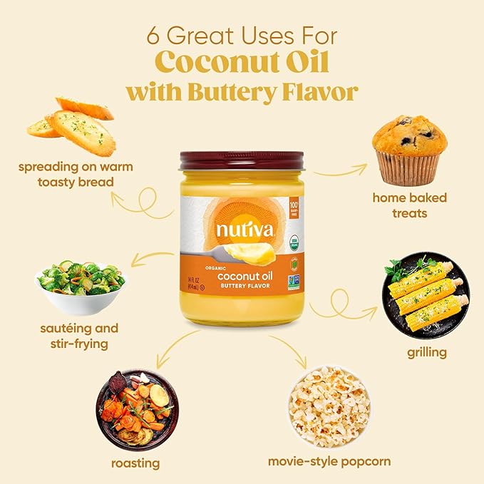 Nutiva Organic Coconut Oil with Non-Dairy Butter Flavor, 14 Ounce (Pack of 2), USDA Organic