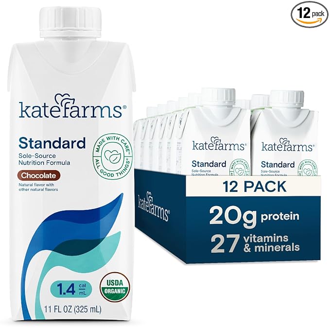 KATE FARMS Organic 1.4 High Calorie Nutrition Shake, Chocolate, 20g Protein, 27 Vitamins and