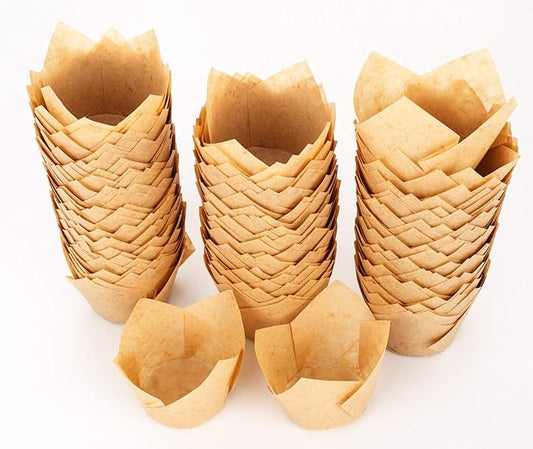 GOLDEN APPLE, 200 Pcs Tulip Cupcake Liner Baking Cup Muffin Tins Cups for Weddings, Birthdays, Baby