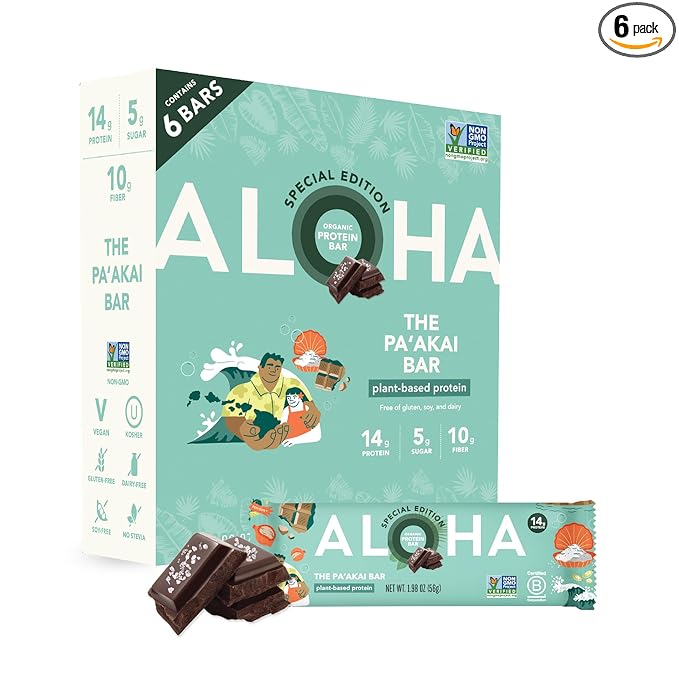 ALOHA Organic Plant Based Protein Bars | The Pa'akai Bar - Special Edition | 6 Count, 1.98oz Bars |