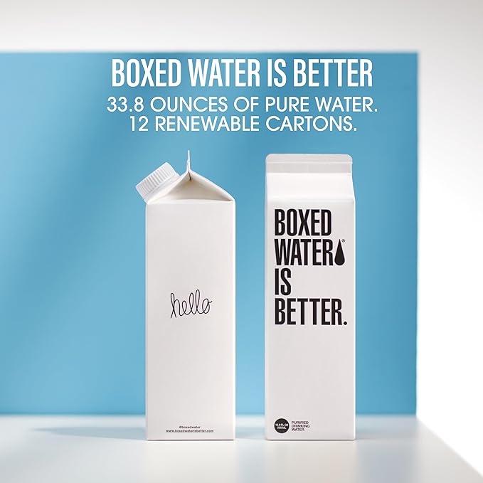 Boxed Water 33.8 oz. (12 Pack) – Better Than Premium Plastic Purified Drinking Water — Plant-Based
