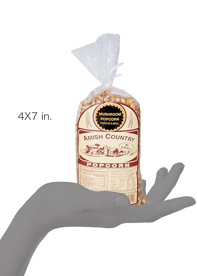 Amish Country Popcorn | 1 Lb Mushroom Kernels | Old Fashioned, Non-GMO and Gluten Free (1lb Bag)