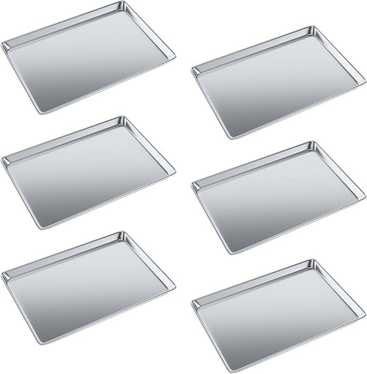 Pack of 6 | 18 in. x 26 in. Full Size Aluminum Bun. / Sheet Pan | Ideal for baking, roasting