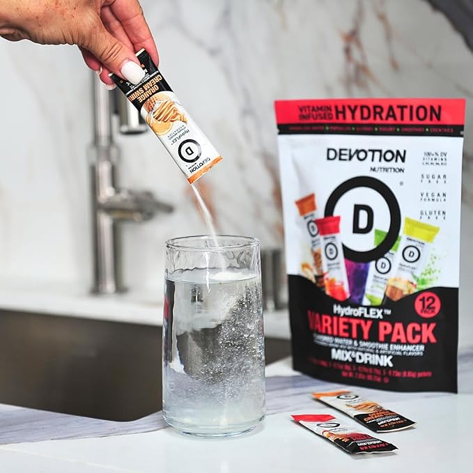 Devotion Nutrition HydroFLEX Packets | Vitamin Infused Hydration Powder | Water Enhancer Drink Mix