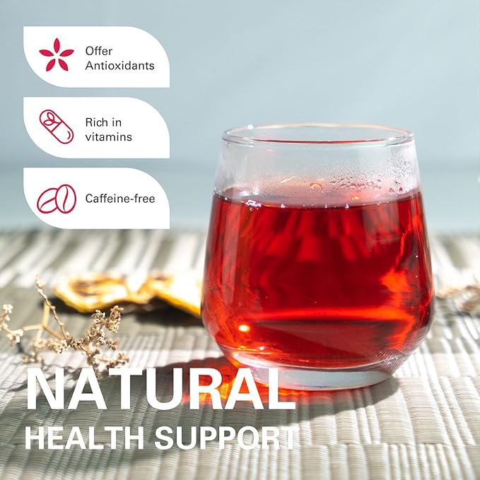 WT WEETEE Hibiscus Tea Bags, Made with 100% Pure Hibiscus Flowers, Natural Caffeine-free Herbal